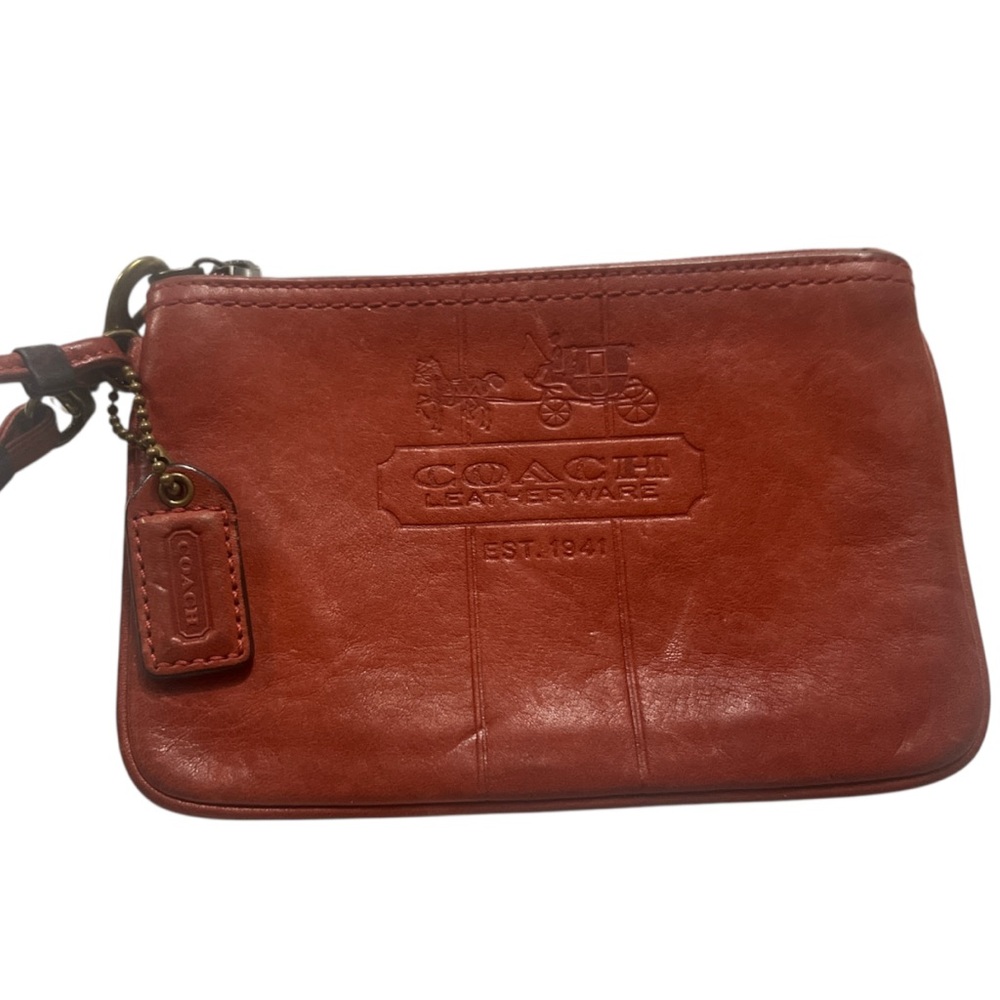 Coach Horse & Carriage Heritage British Tan Leather Wristlet
